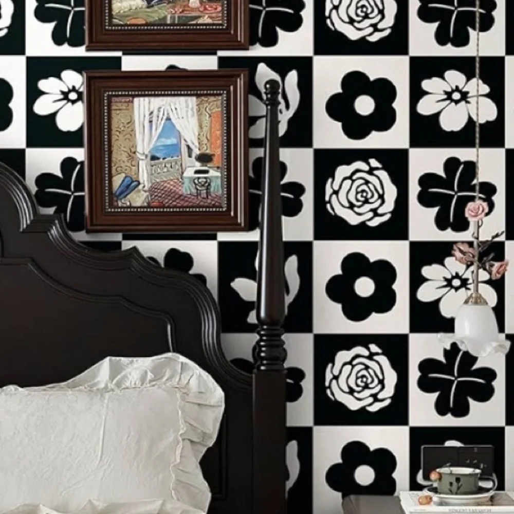 Black and White Floral Peel and Stick Wallpaper